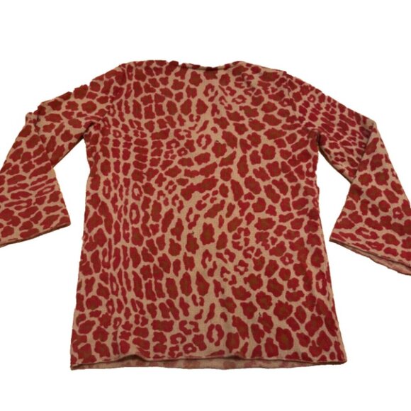 White + Warren Cashmere Sweater Animal Print Tan Red Women Size S - SEE DETAILS - Picture 6 of 9